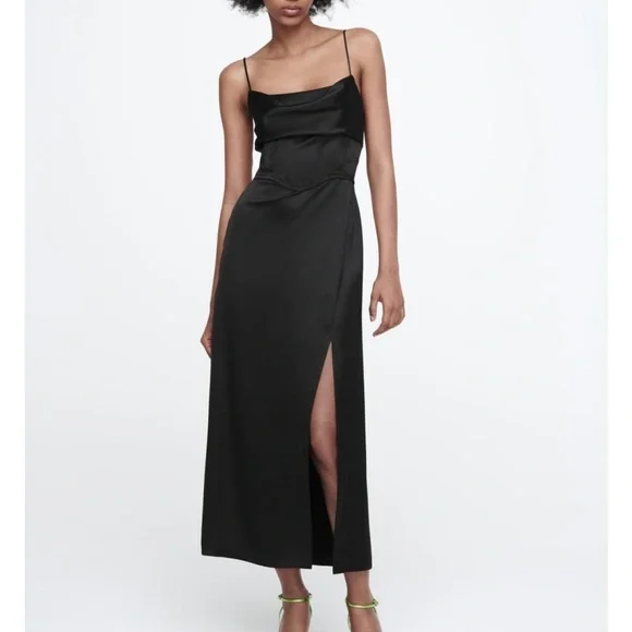 Zara | Dresses | Zara Corsetryinspired Satin Midi Dress | Poshmark